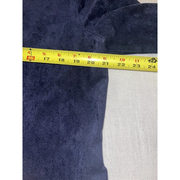 IC By Connie K Sz Large Navy Blue Asymmetrical Jacket Faux Suede Oversized Look - Picture 5 of 5